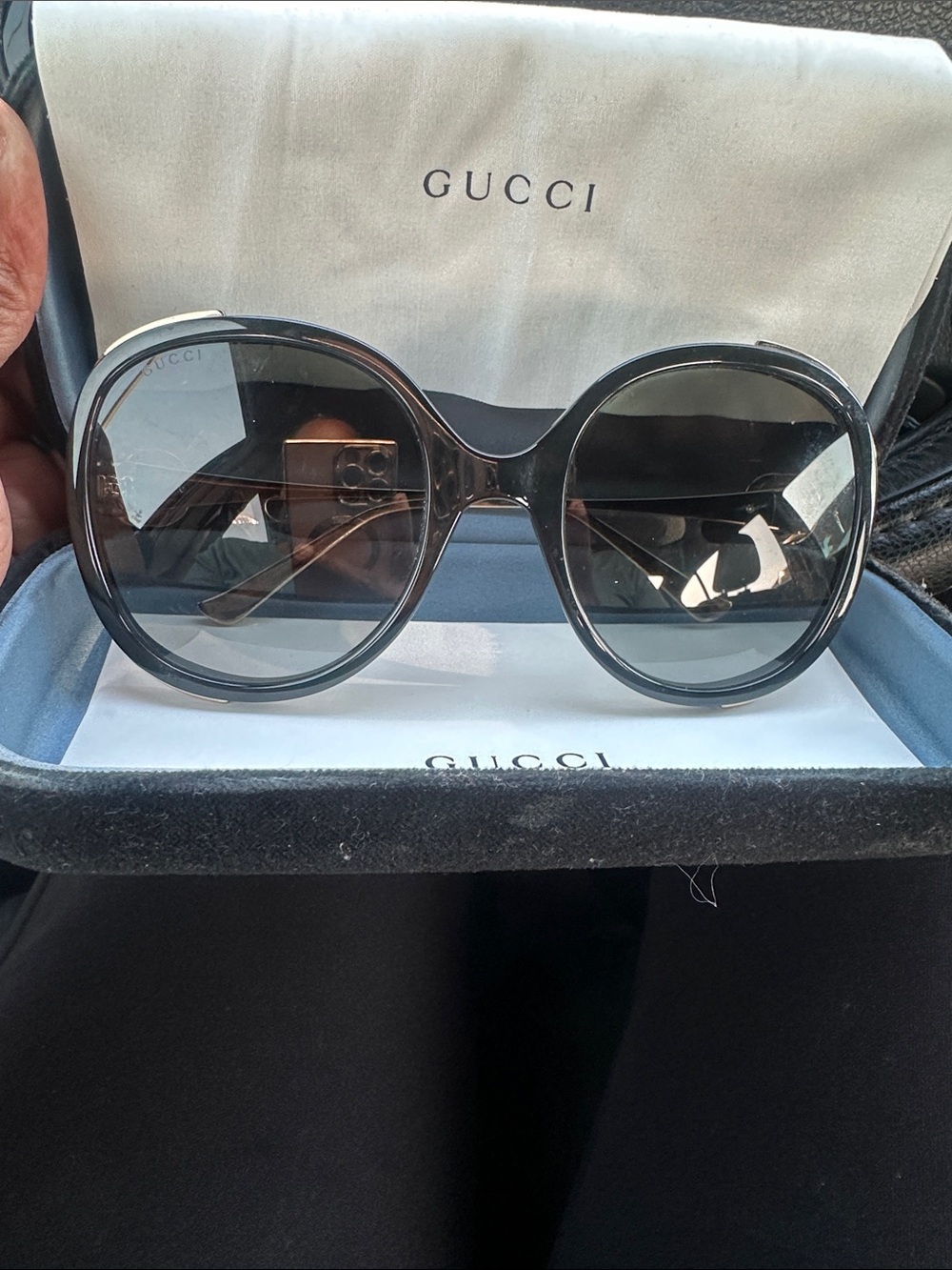 Gucci Women's Oversized Round Sunglasses in Black Gradient